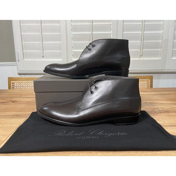 Robert Clergerie Men's Serge-Dese Boots Dark Brown Leather Size 11 US 44 EU NIB - Picture 3 of 13